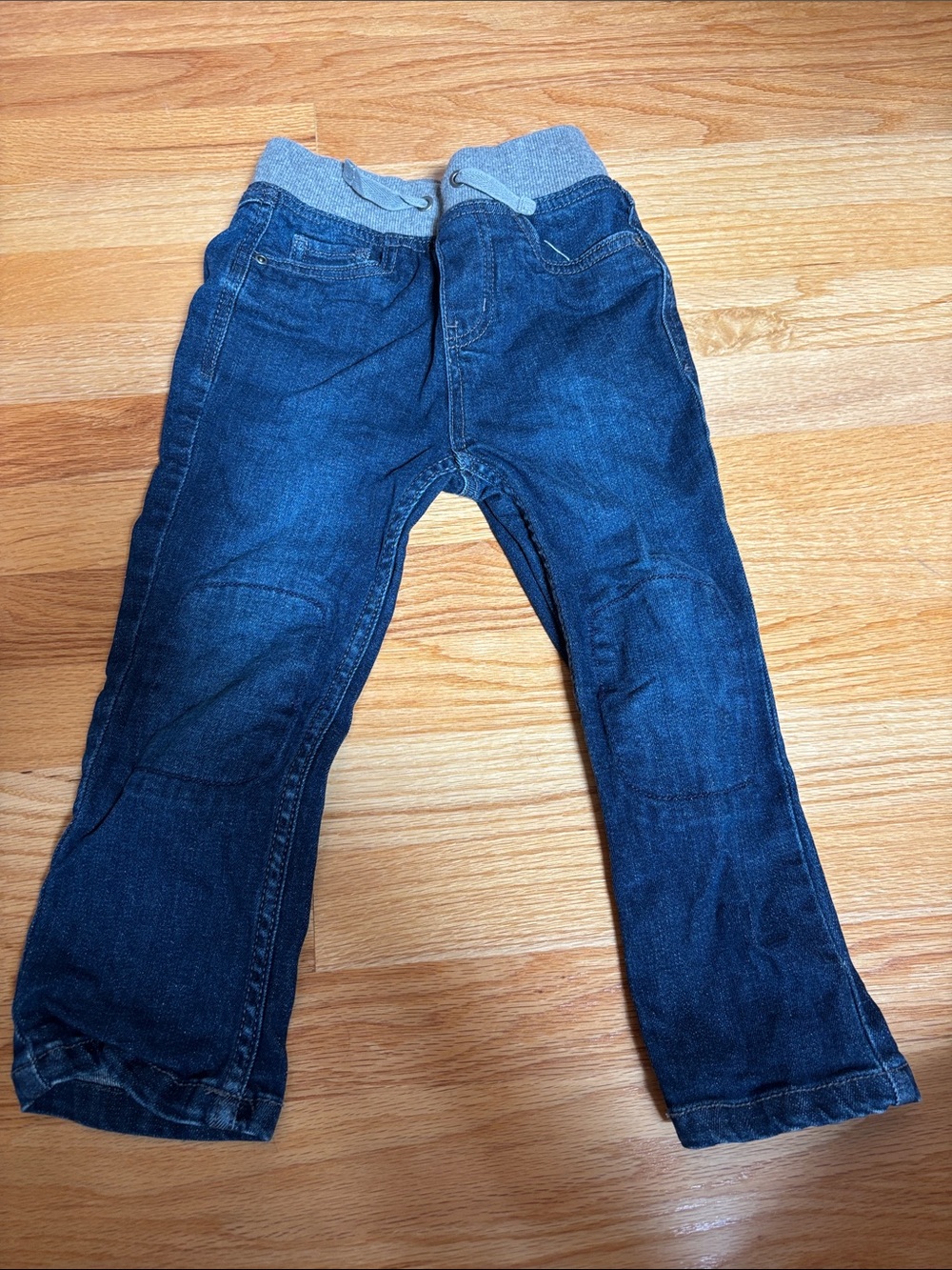 Hanna Andersson Dark Blue Denim Jogger Jeans with Gray Waistband